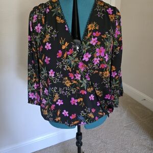 Floral Black Blouse